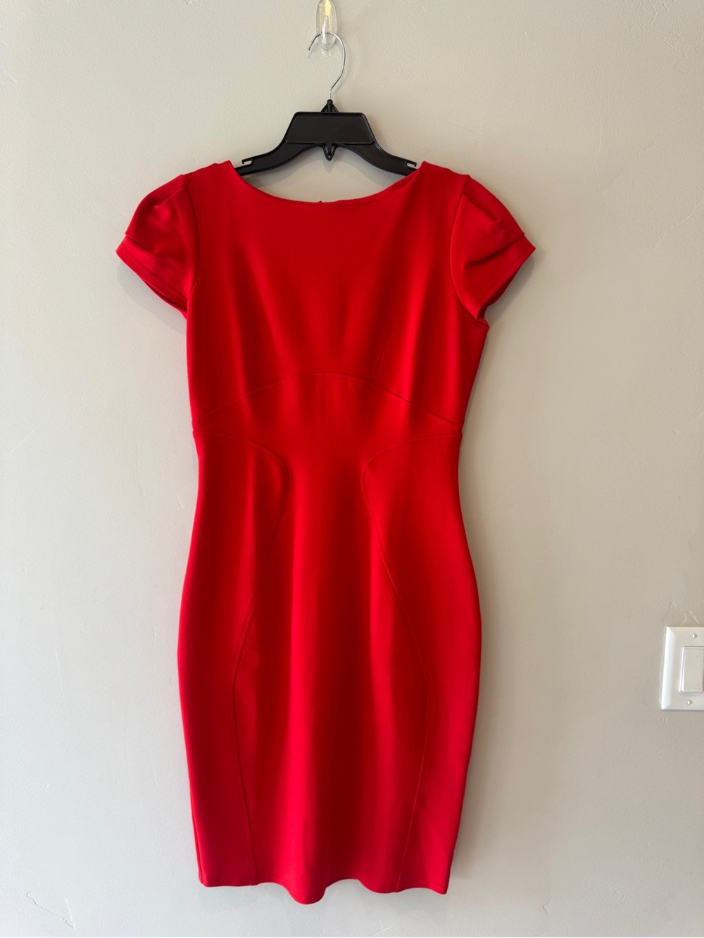 Classic Red Cap-Sleeve Sheath Dress - Size 8